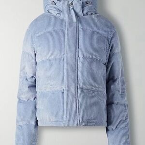 Women's Light Blue Corduroy Puffer Jacket